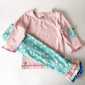 WILDFLOWERS 4 Pink T-Shirt Blue Floral Pant Set